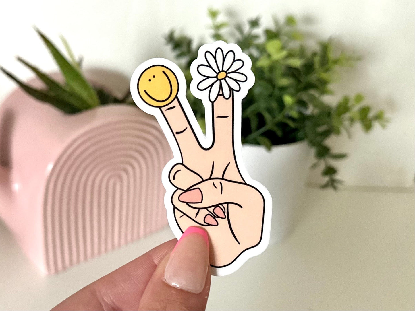 Retro Peace Sign Waterproof Sticker, Cutsy, Retro Stickers, Trendy Gifts, Positivity Stickers, Cute Gifts, Summer Vibes