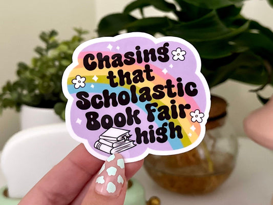 Chasing That Book Fair High Waterproof Sticker, Book Stickers, Gifts for Readers, Bookish Laptop Sticker, Book Lover Decal