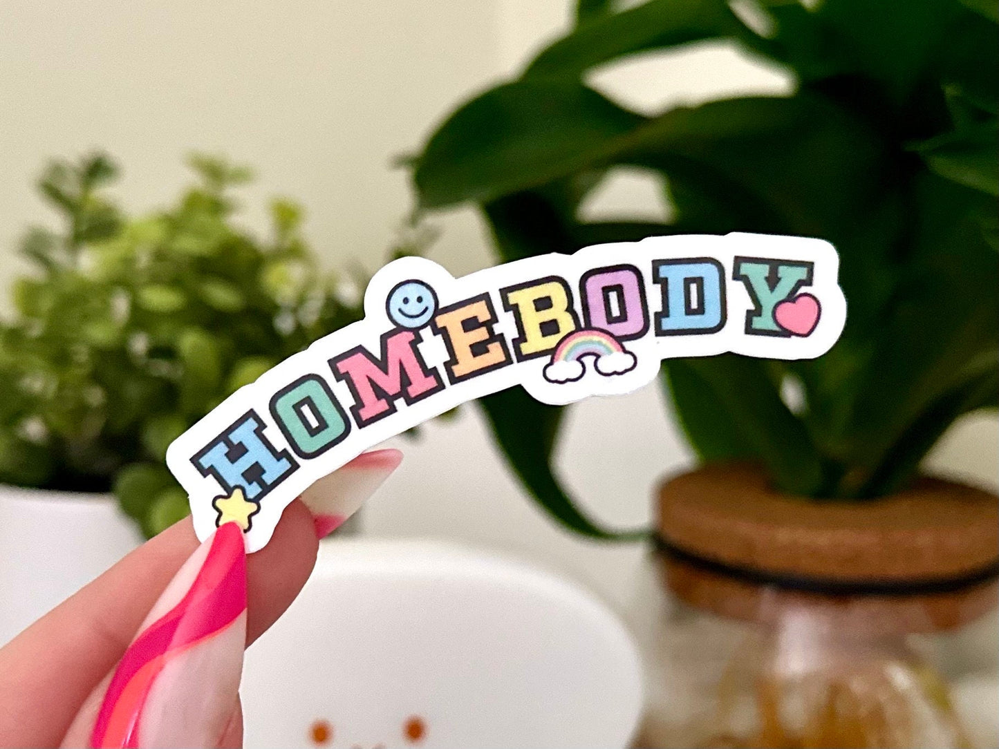 Homebody Waterproof Sticker, Funny Gifts, Trendy Decal, Cute Stickers, Waterbottle Sticker, Cozy Introvert Gifts