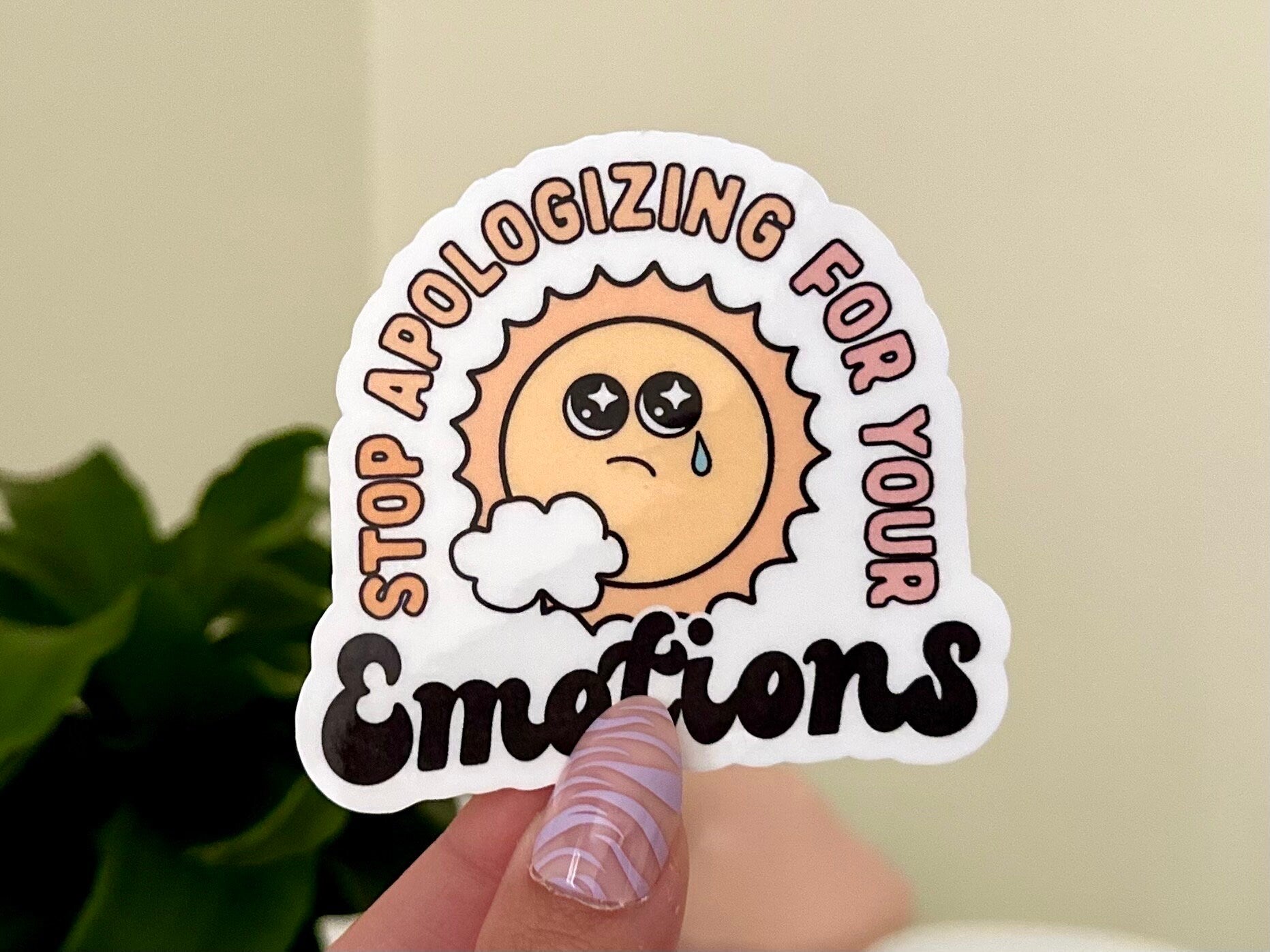 Stop Apologizing For Your Emotions Waterproof Sticker, Groovy Sticker, Self Care, Self Love Sticker, Mental Health Gifts, Trendy Sticker