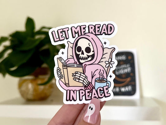 Let Me Read in Peace Waterproof Sticker, Book Stickers, Gifts for Readers, Bookish Laptop Sticker, Book Lover Decal, BookTok