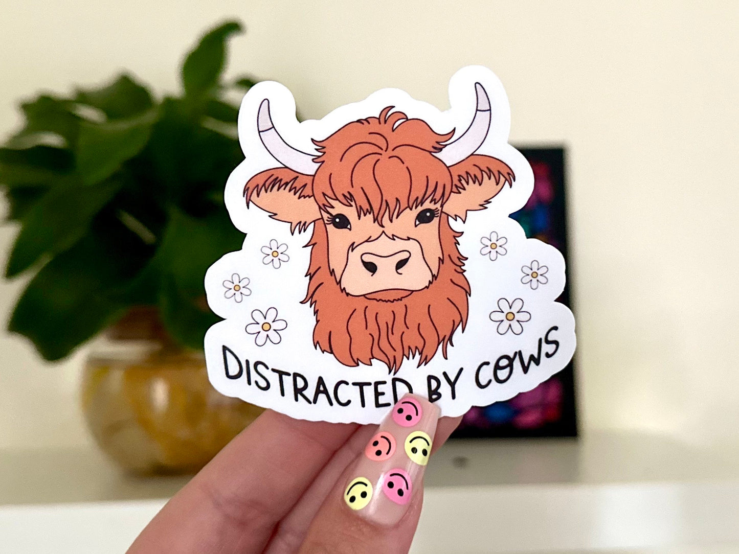 Distracted by Cows Waterproof Sticker, Farm Animals, Highland Cows, Cow Lover Gifts, Look Cows