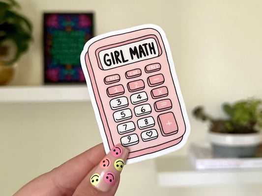 Girl Math Calculator Waterproof Sticker, Coffee Gifts, Trendy Stickers, Coffee Lover, VSCO Sticker, Waterbottle Stickers