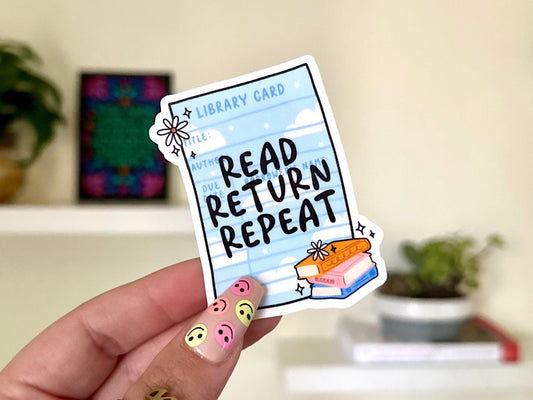 Read Return Repeat Waterproof Sticker, Book Stickers, Gifts for Readers, Bookish Laptop Sticker, Book Lover Decal, BookTok