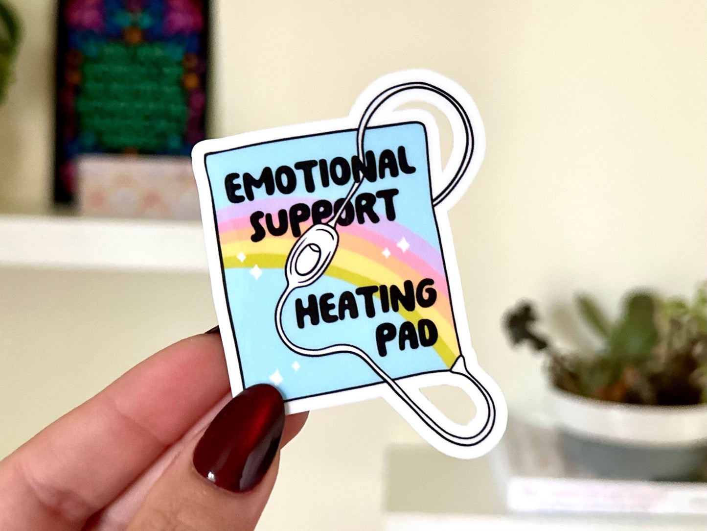 Emotional Support Heating Pad Waterproof Sticker, Mental Health Stickers, Self Love Gifts, Handdrawn Art, Self Care, Chronic Pain