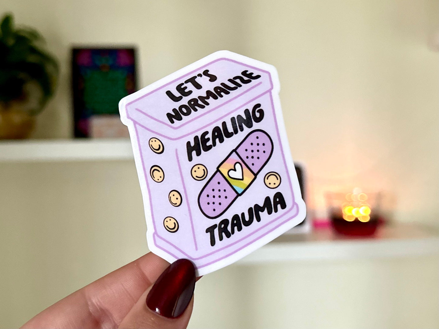 Let’s Normalize Healing Trauma Bandaid Waterproof Sticker, Intuition, Self Care, Self Love, Mental Health Gifts, Anxious, Cute Mental Health