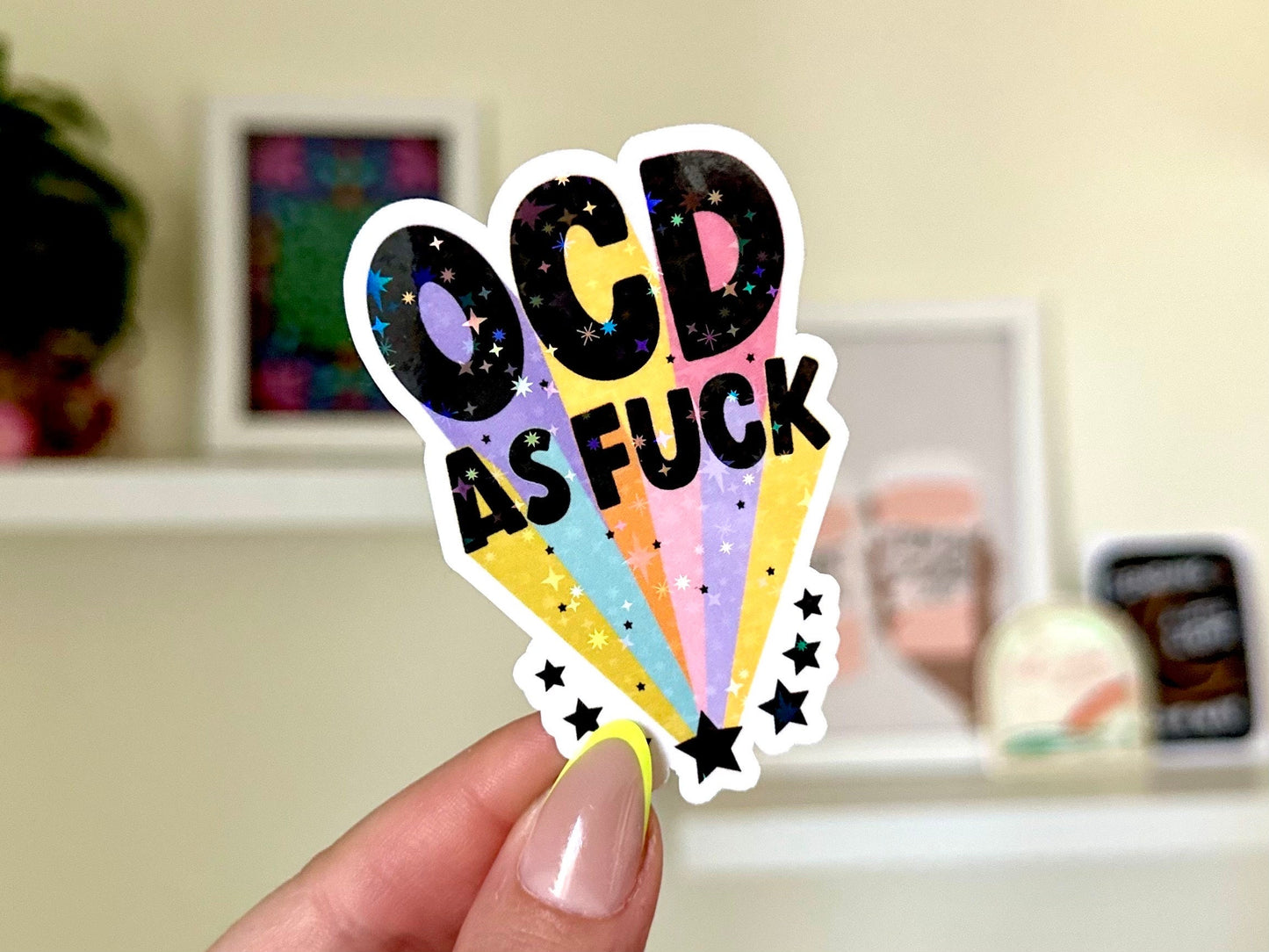 OCD AF Waterproof Sticker, Mental Health Stickers, Black Stickers, Waterbottle Stickers, Funny Bestfriend Gifts