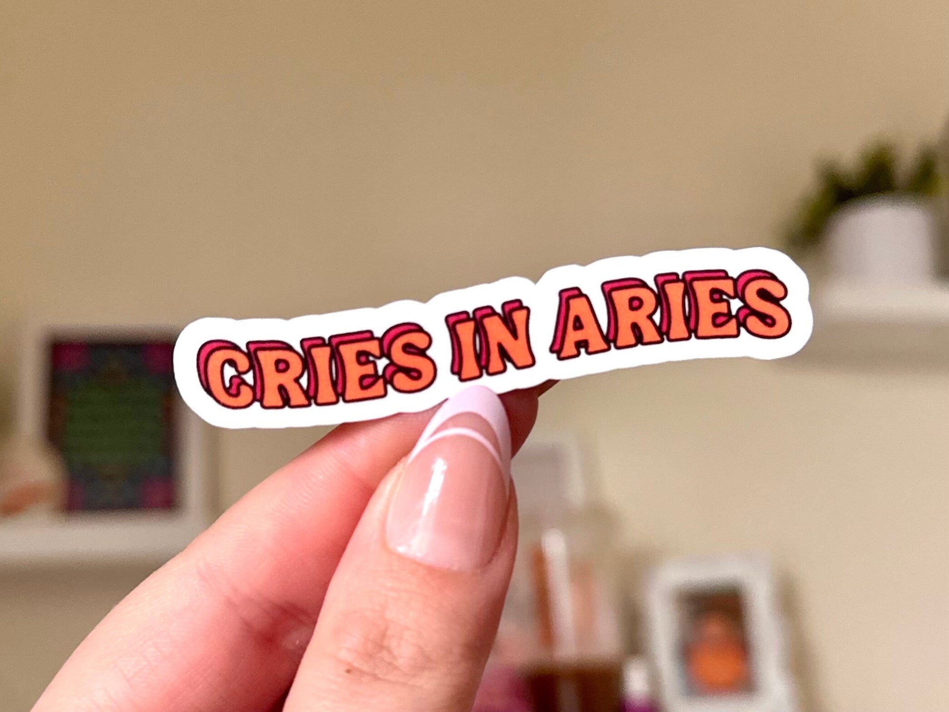 Cries in Aries Waterproof Sticker, Zodiac Signs, Astrology Stickers, Trendy Gifts, Popular Stickers, Zodiac Gifts, Waterbottle Decal