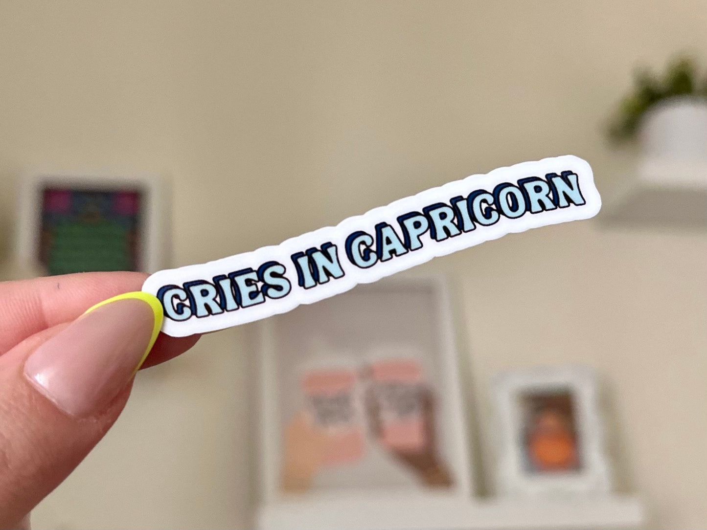Cries in Capricorn Waterproof Sticker, Zodiac Signs, Astrology Stickers, Trendy Gifts, Popular Stickers, Zodiac Gifts, Waterbottle Decal
