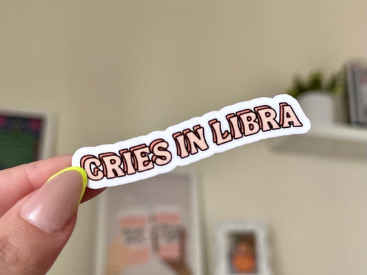 Cries in Libra Waterproof Sticker, Zodiac Signs, Astrology Stickers, Trendy Gifts, Popular Stickers, Zodiac Gifts, Waterbottle Decal