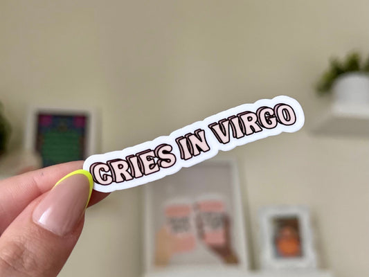 Cries in Virgo Waterproof Sticker, Zodiac Signs, Astrology Stickers, Trendy Gifts, Popular Stickers, Zodiac Gifts, Waterbottle Decal