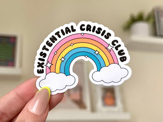 Existential Crisis Waterproof Sticker, Mental Health Stickers, Self Love Gifts, Handdrawn Art, Stressed out, Depression, Anxiety, Overwhelm