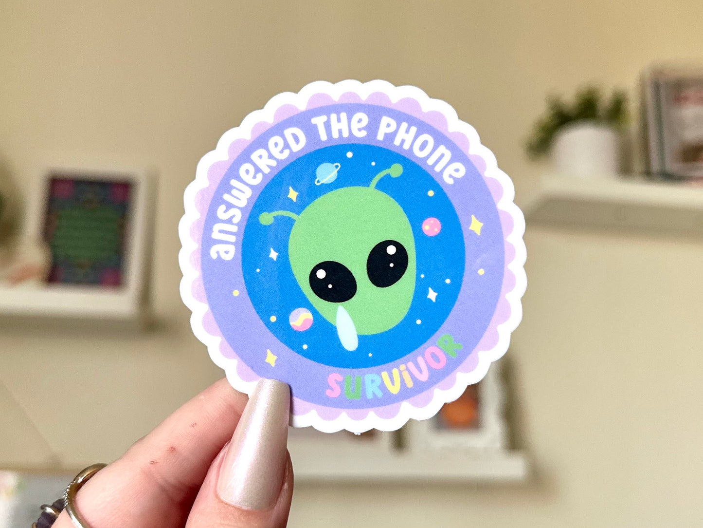Answered The Phone Survivor Waterproof Sticker, Intuition, Self Care, Self Love, Mental Health Gifts, Anxious, Cute Mental Health