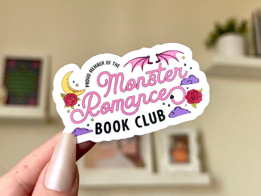 Proud Member of the Monster Romance Book Club Waterproof Sticker, Book Stickers, Gifts for Readers, Bookish, Book Lover Decal, BookTok