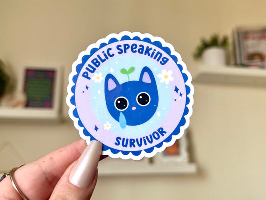 Public Speaking Survivor Waterproof Sticker, Intuition, Self Care, Self Love, Positive Mental Health Gifts for Bestfriend