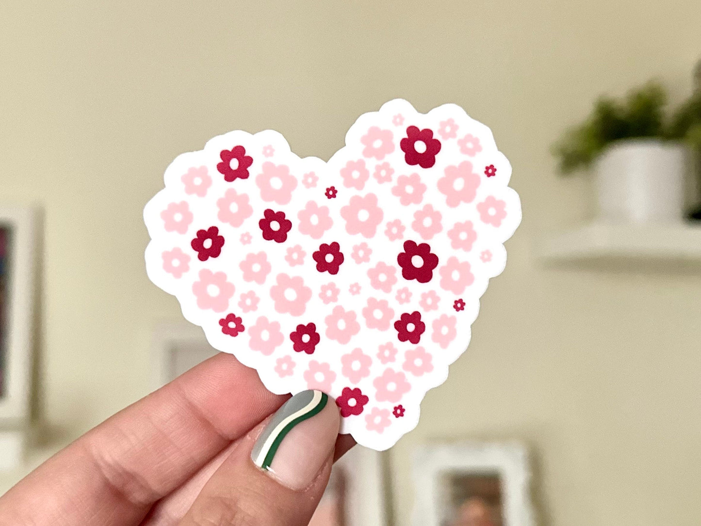 Spring Flower Heart Waterproof Sticker, Trendy Stickers, Popular Decal, Waterbottle Stickers, Bestfriend Gifts, Flirty Stickers