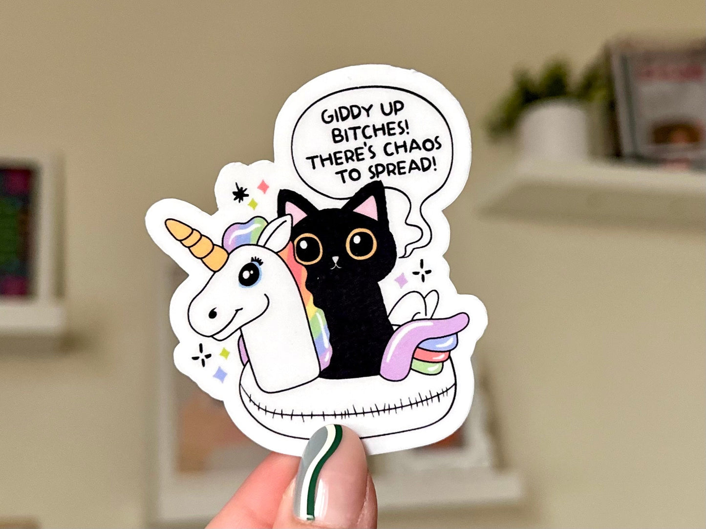 Giddy Up B!tches Waterproof Sticker, Mental Health Stickers, Gifts for Bestfriend, Handdrawn Art, Funny
