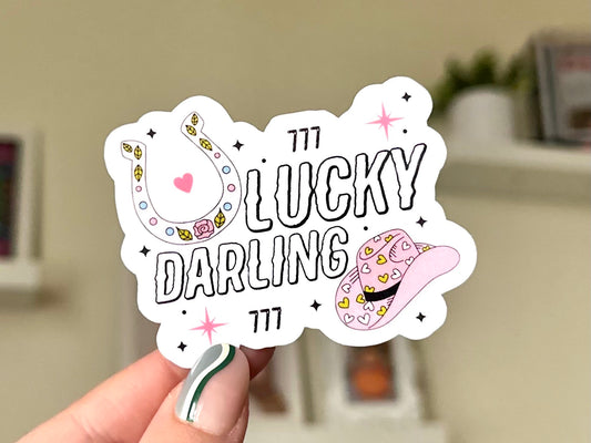 Lucky Darling 777 Waterproof Sticker, Retro Stickers, Tumbler Decal, Waterbottle Sticker, Trendy Gifts, Western Gifts, Country Style