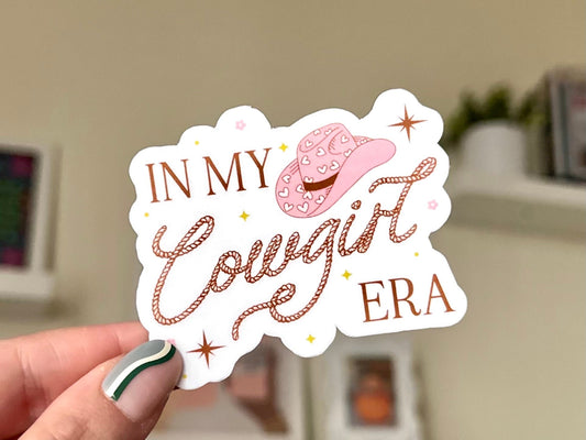 In My Cowgirl Era Waterproof Sticker, Retro Stickers, Tumbler Decal, Waterbottle Sticker, Trendy Gifts, Western Gifts, Country Style